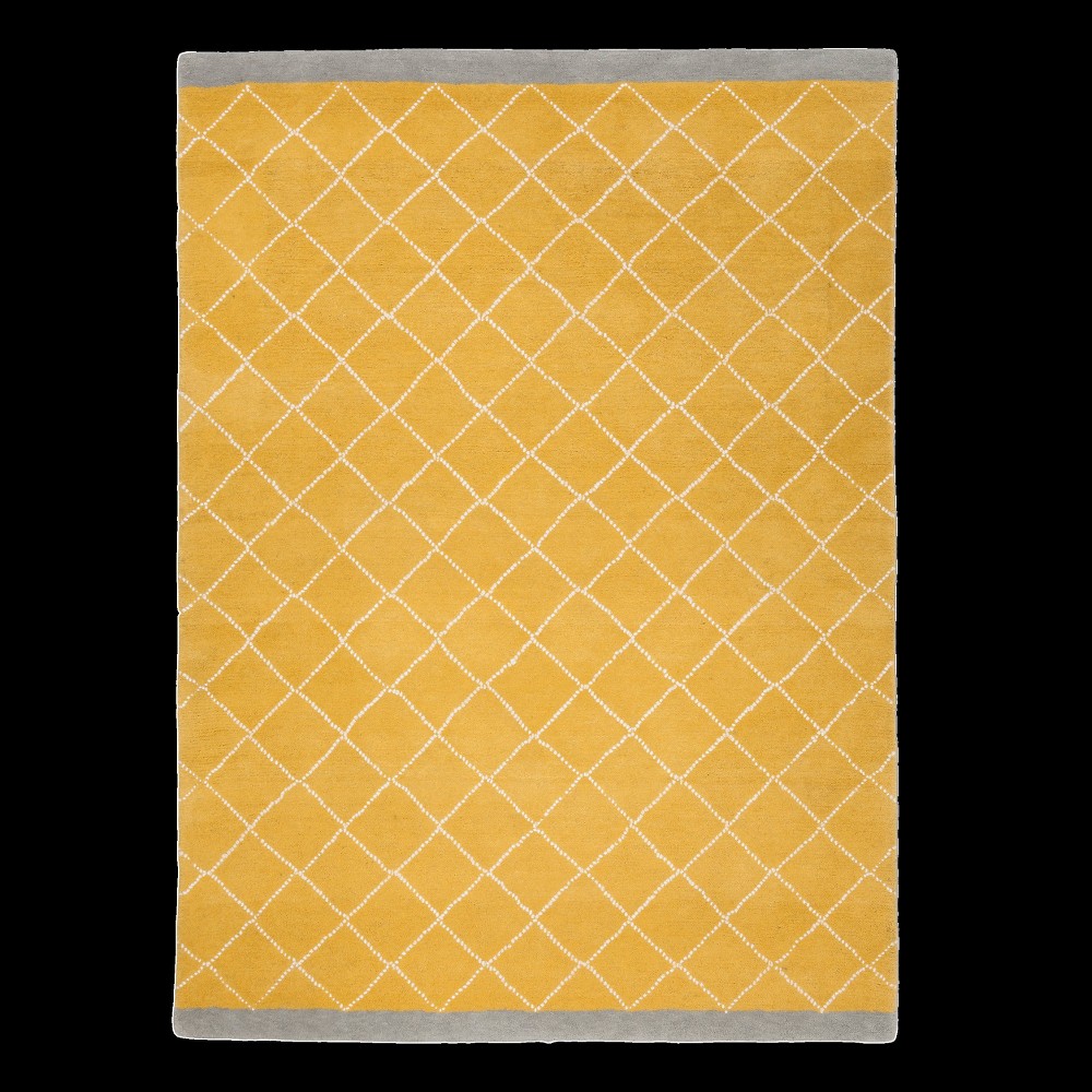 Diamond Wool Tufted Area Rug 5x7 Yellow Brooklyn Bond