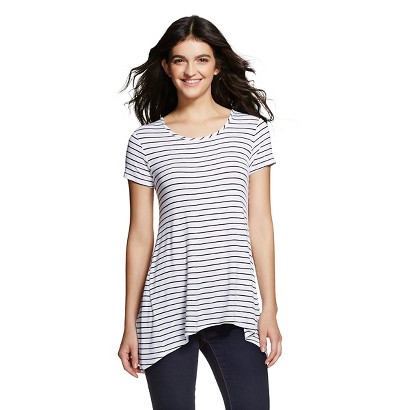 Women's  Striped Drapey Tee - Mossimo Supply Co. (Junior's) - White/Black