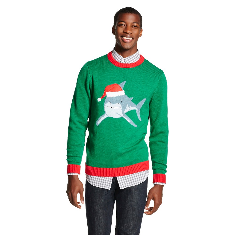 UPC 789050699777 Men's Santa Shark Ugly Christmas Sweater Green 33