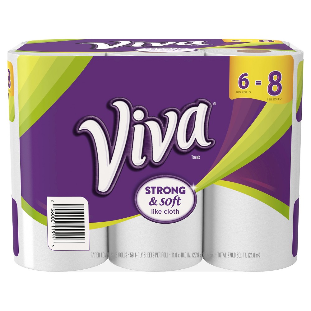 UPC 036000113556 product image for VivaTowels Big Rolls 6 Pack, 59ct | upcitemdb.com