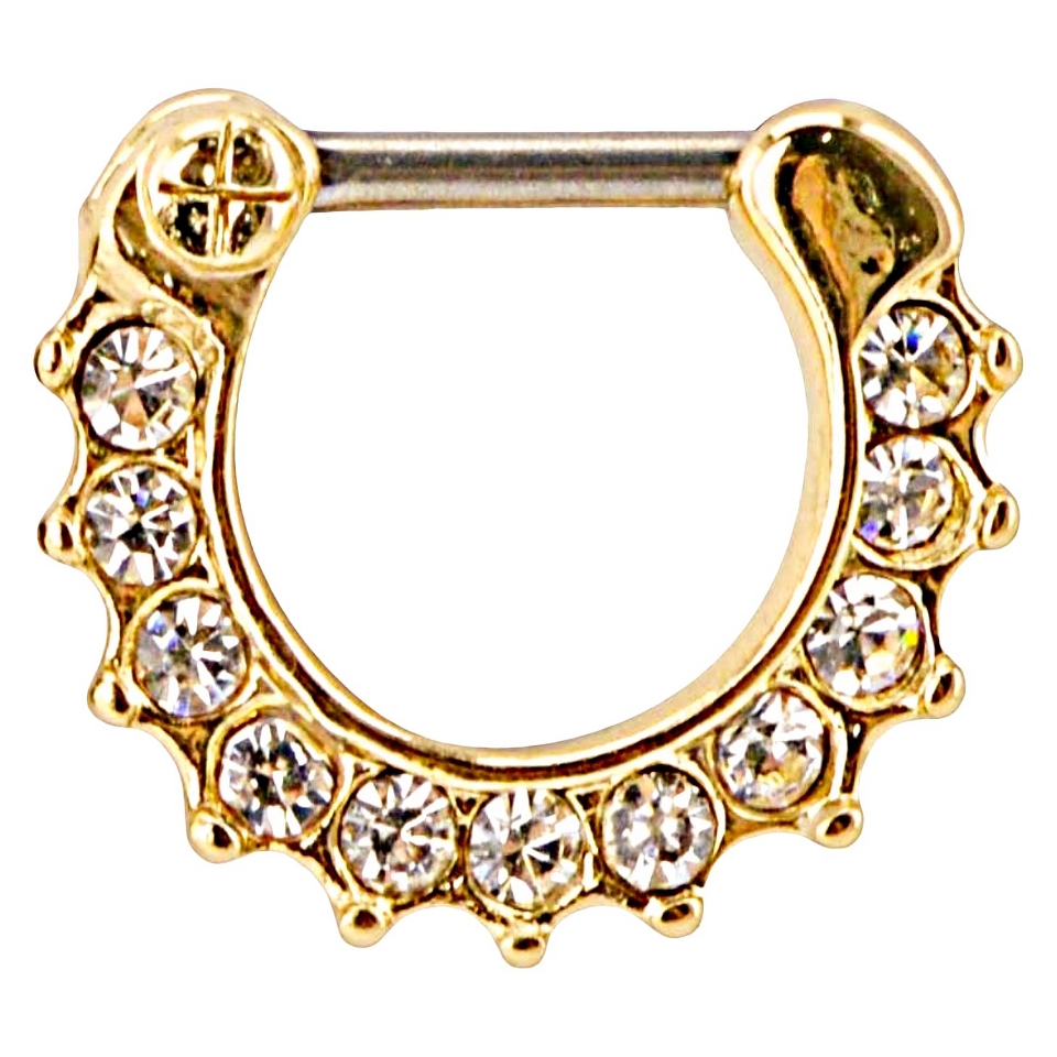 Supreme Jewelry™ Septum Nose Ring with Stones   Black/Clear