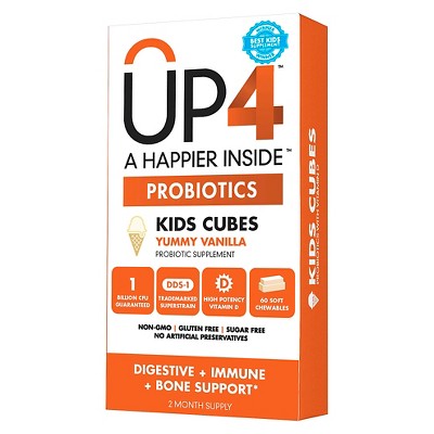 UP4 Kids Probiotic Chewable Cubes Yummy Vanilla - 60 Count