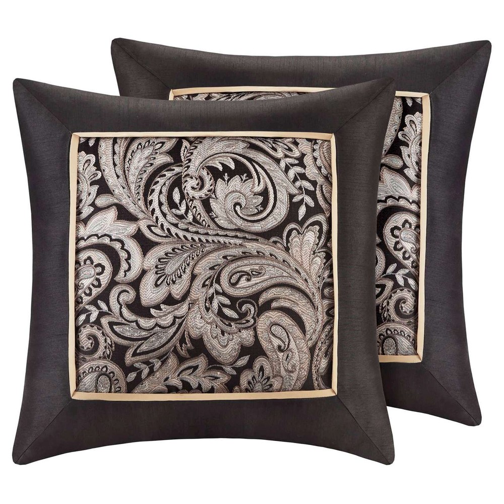 UPC 675716617622 product image for Valerie Jacquard Throw Pillow Pair - Black (20x20