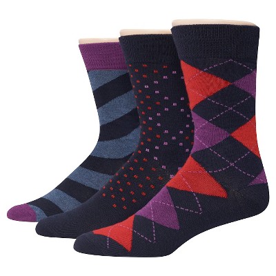Men's Hanes Premium 3Pack Dress Socks - Multi-Colored 6-12