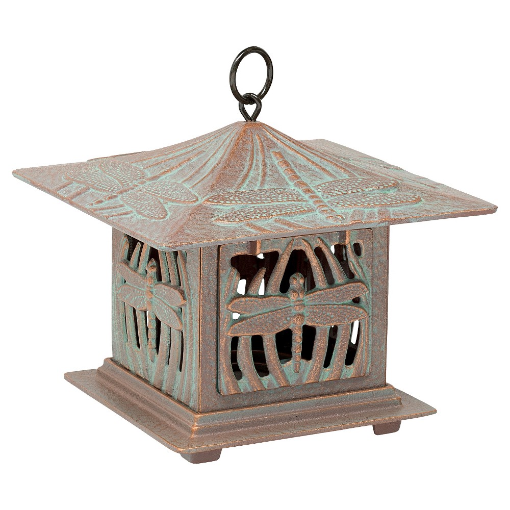 Outdoor Sculpture Dragonfly Tea Lantern Copper Verdigris Product