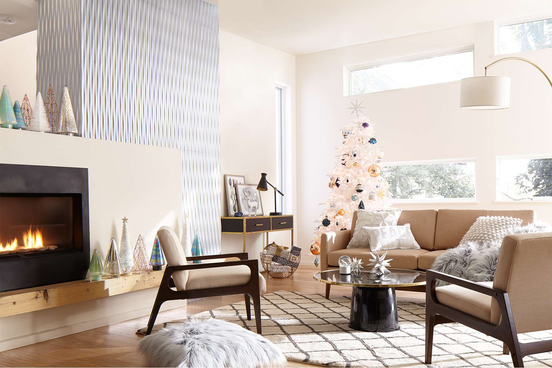 target white living room furniture