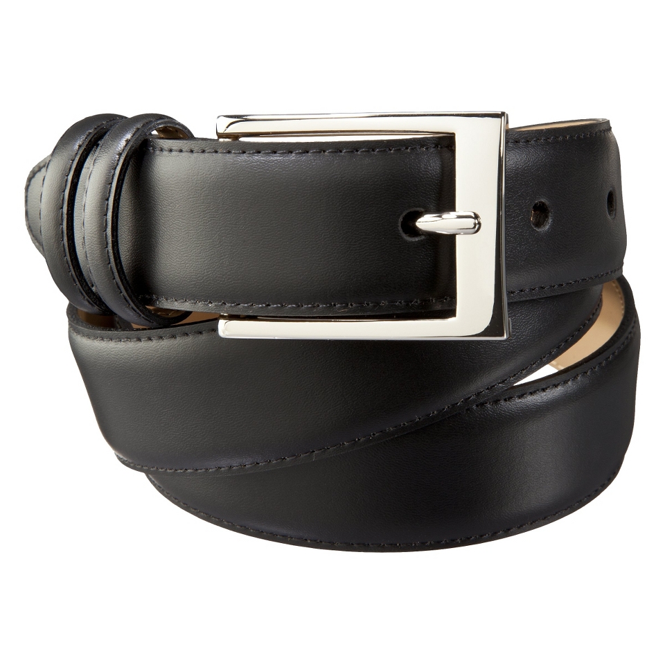 Mens Silver Buckle Belt Black   Merona™