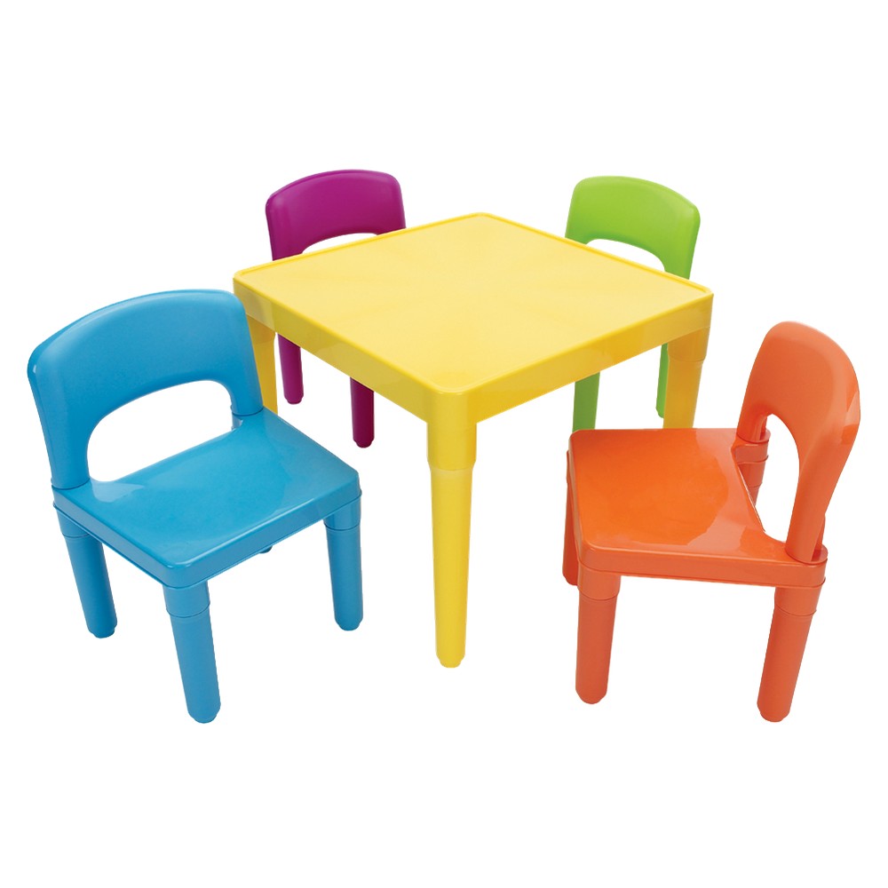 KIDS TABLE AND CHAIR SET: TOT TUTORS PLASTIC TABLE & 4 CHAIRS