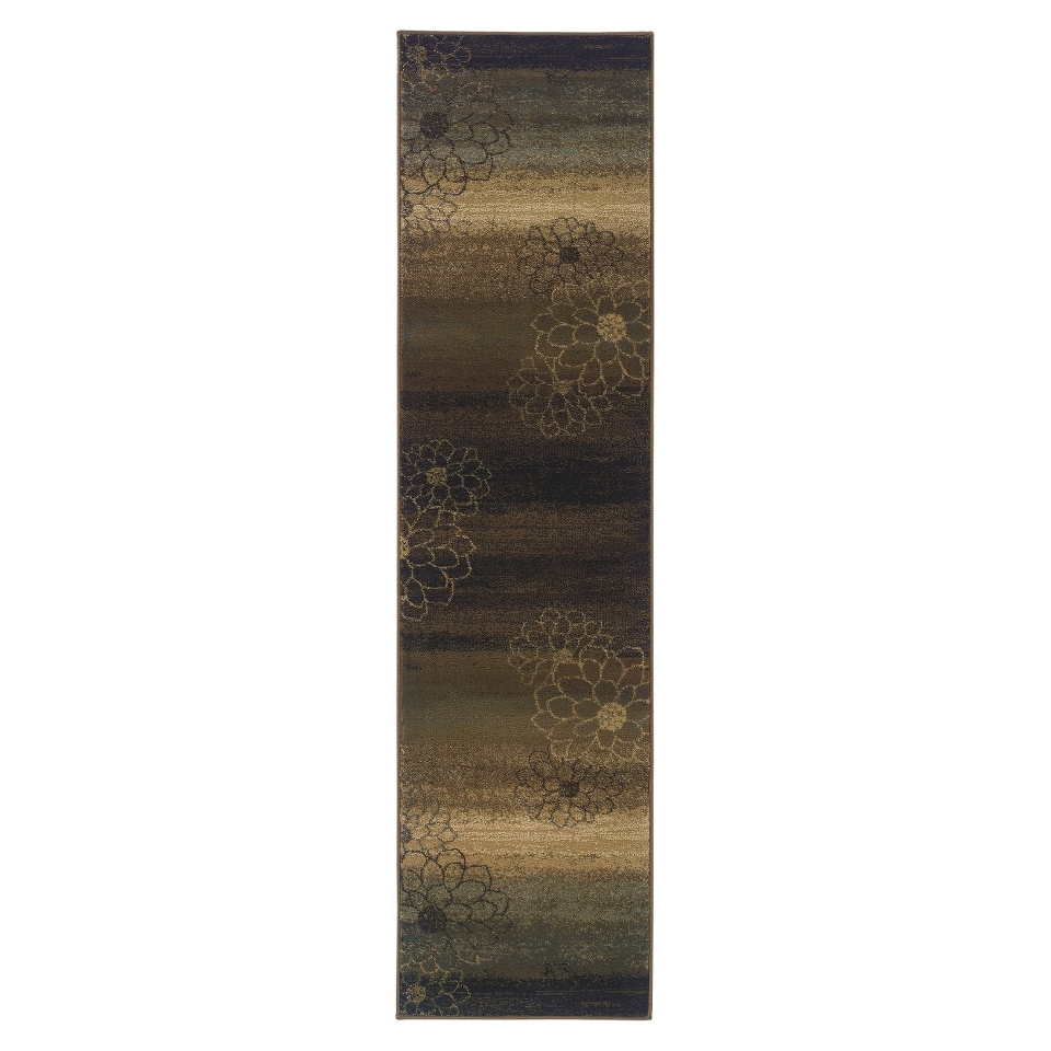Abstract Floral Area Rug   Brown