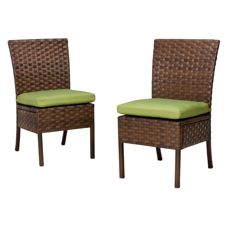 Belmont 2 Piece Wicker Patio Armless Dining Chair Set