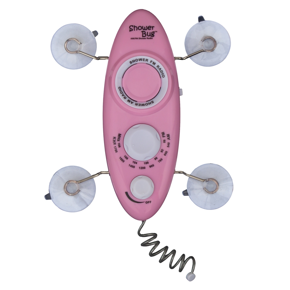 Zadro Water Resistant Shower Bug AM/FM Radio   Pink