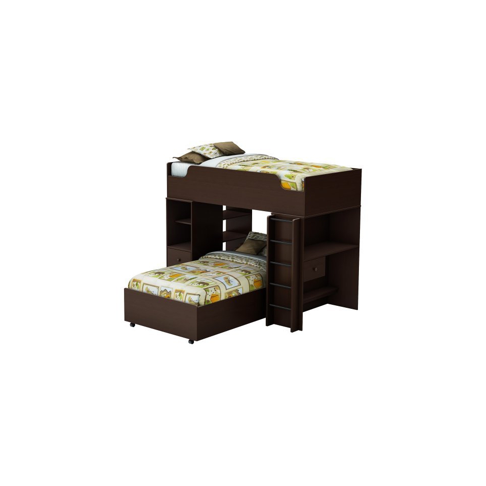 South Shore Logik Storage Bunk Kids Bed   Espresso (Twin)