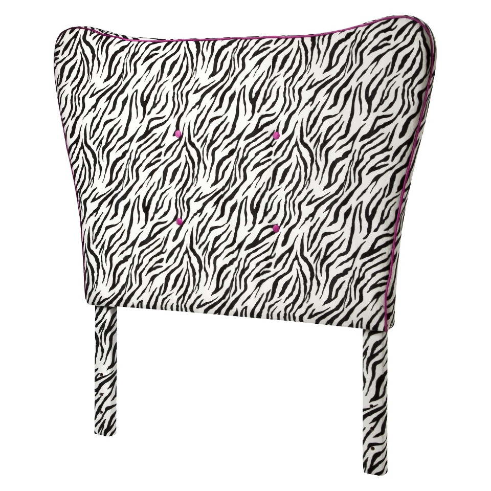 Zebra Headboard with Pink Piping