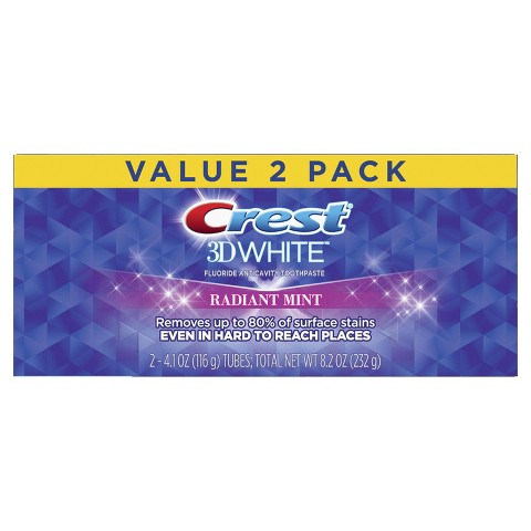 CREST 3D White Radiant Mint Flavor Whitening Toothpaste Twin pack