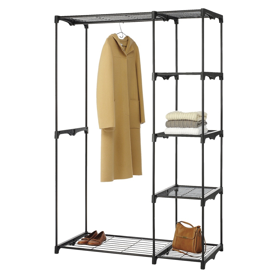 Whitmor Double Rod Freestanding Closet   Black