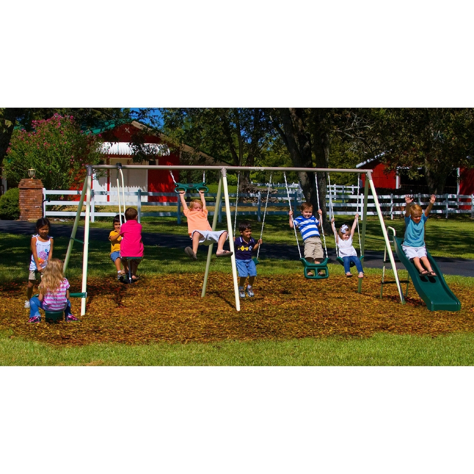 Flexible Flyer Fun Fantastic II Steel Swing Sets   Mocha/Green