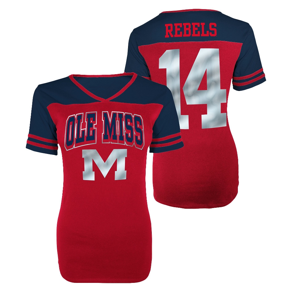 Juniors‘ Ole Miss Rebels V Neck Shirt   Red