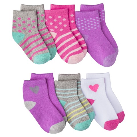 Toddler Girls' 6pk Assorted Crew Socks - White : Target
