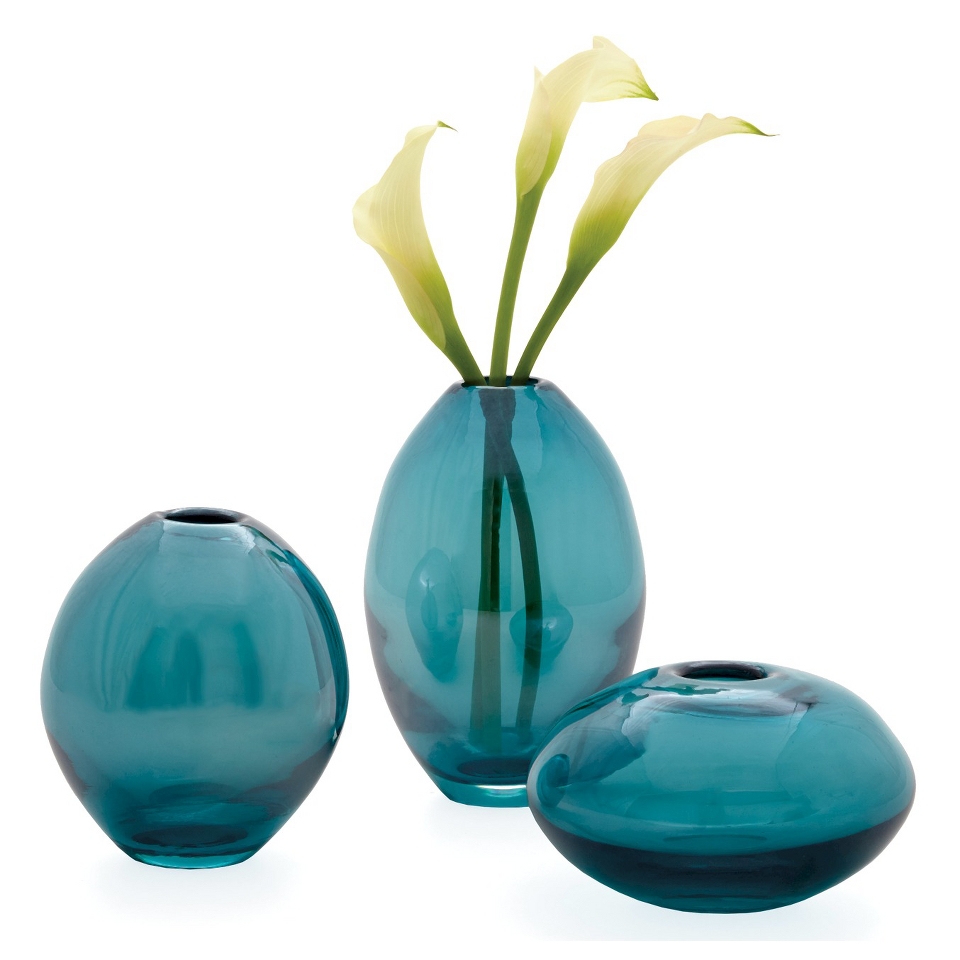 Mini Glass Lustre Vases (set of 3) Teal   5.25 by Torre & Tagus