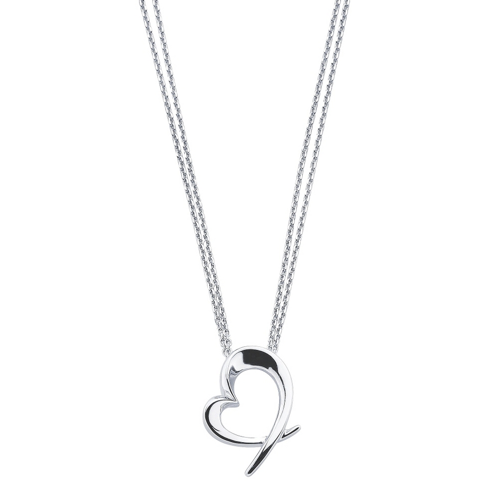 She Sterling Silver Open Heart Pendant Necklace