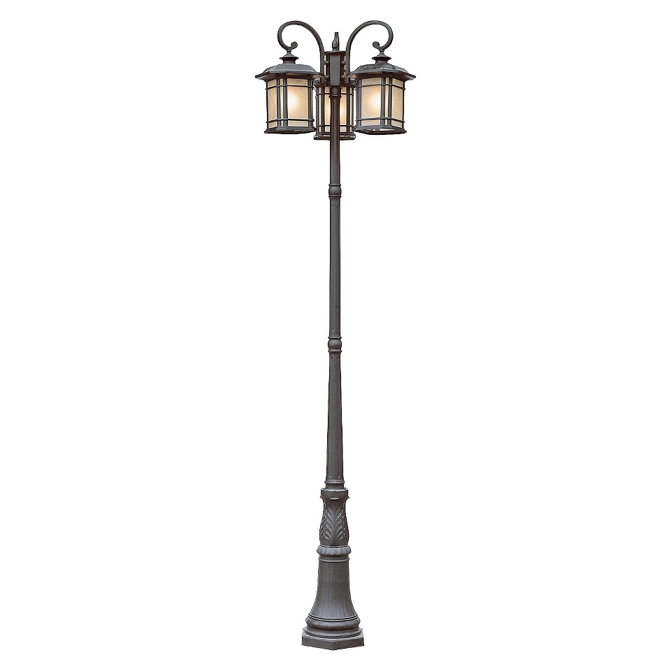 Southwestern 3 Lantern Lamp Post in Black