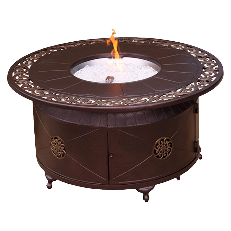 Round Cast Aluminum Decorative Fire Pit   Bronze