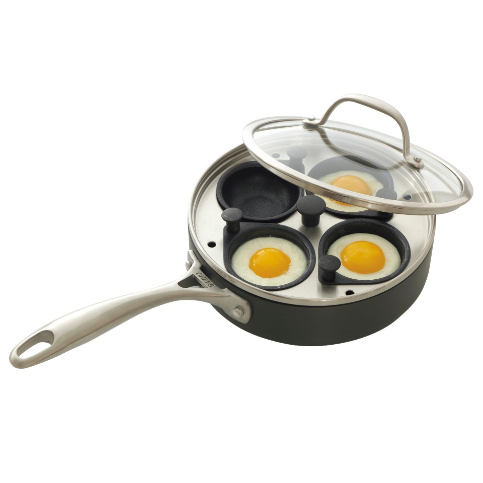 CHEFS Hard Anodized Egg Poacher Pan, 4 Cup