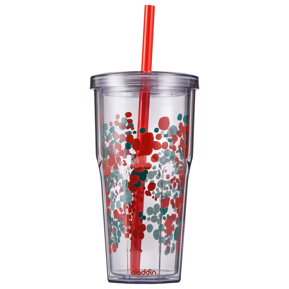 Aladdin Aqua To Go Tumbler   Red and Blue Floral Dots (20 oz)