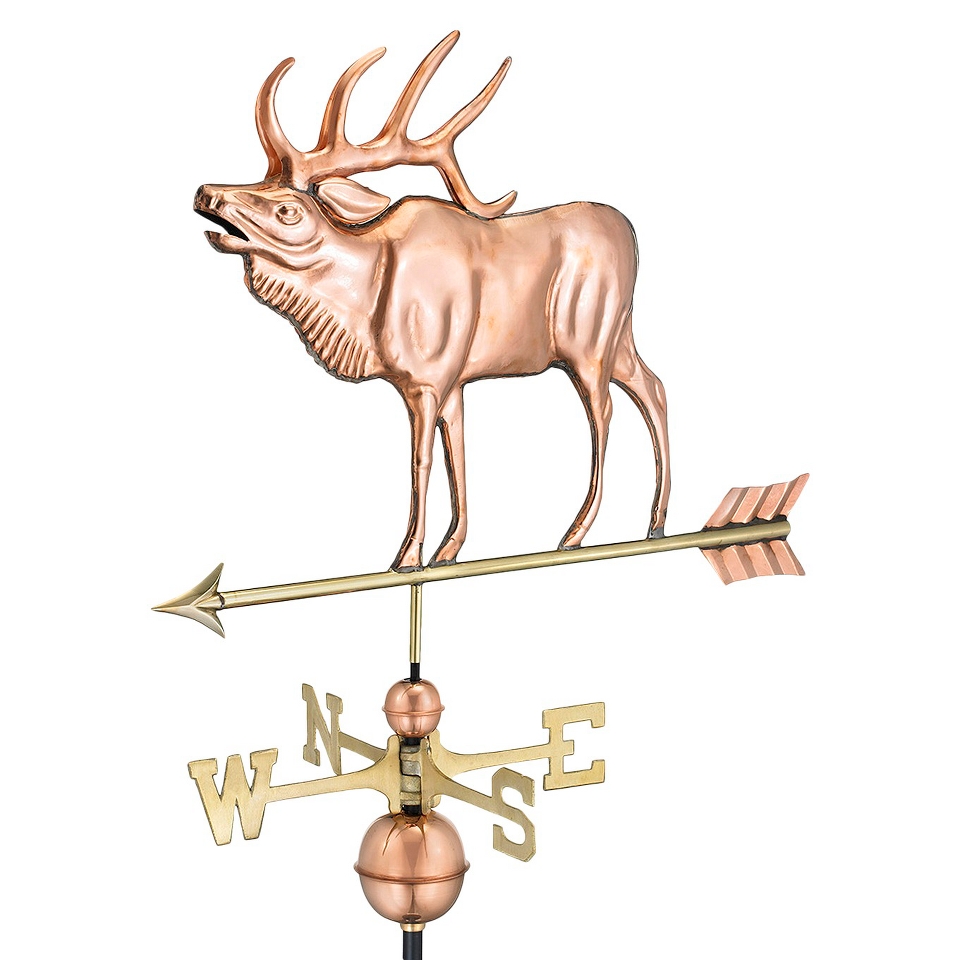 Good Directions Elk Weathervane   Polished Copper