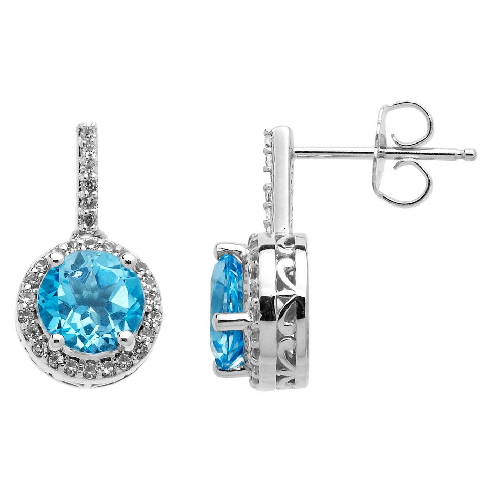 85 CT.T.W. Natural Blue Topaz Stud Drop Earrings with Accent 0.37 CT