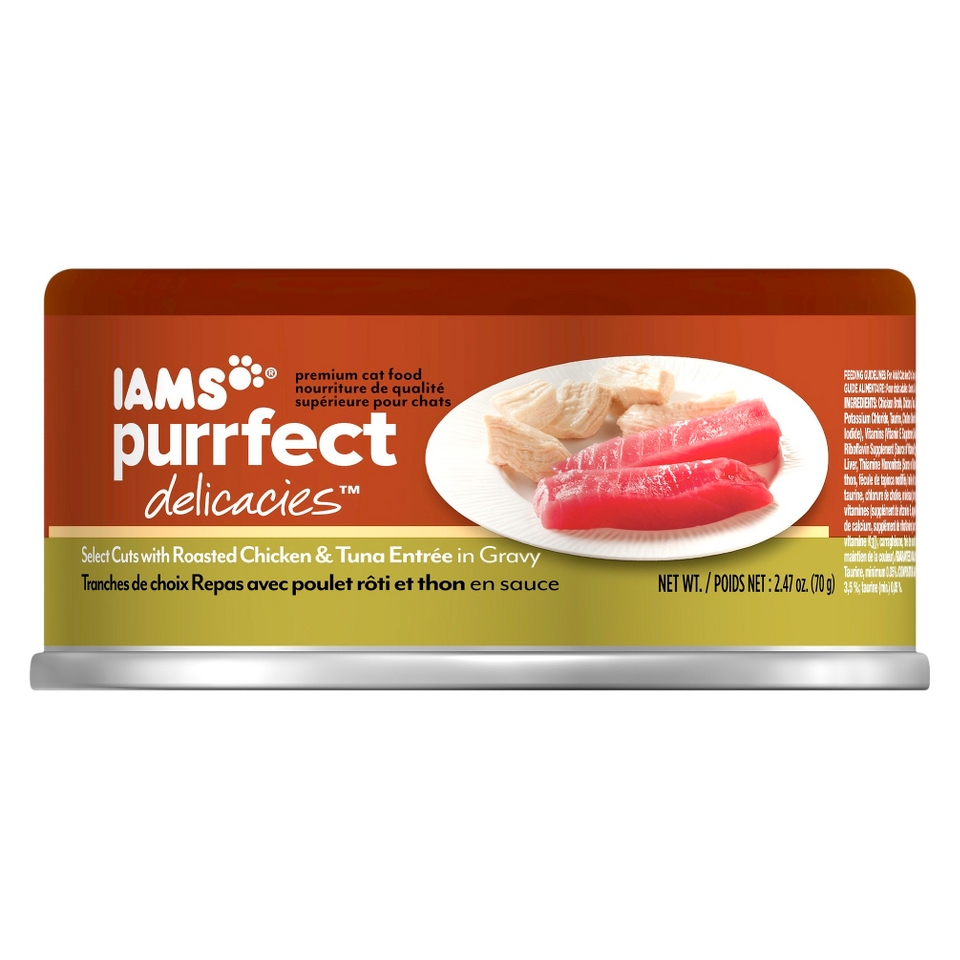 Iams Purrfect Delicacies Wet Cat Food Roasted Chicken & Tuna Entrée 2