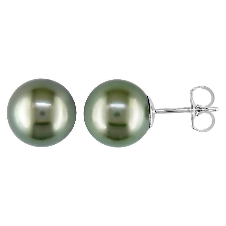 Allura 9 10mm Tahitian Pearl Stud Earrings in 14k White Gold