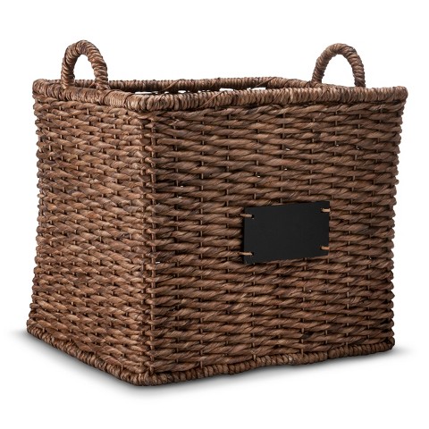 Smith & Hawken™ Square Decorative Basket with Chalkboard - Dark Finish