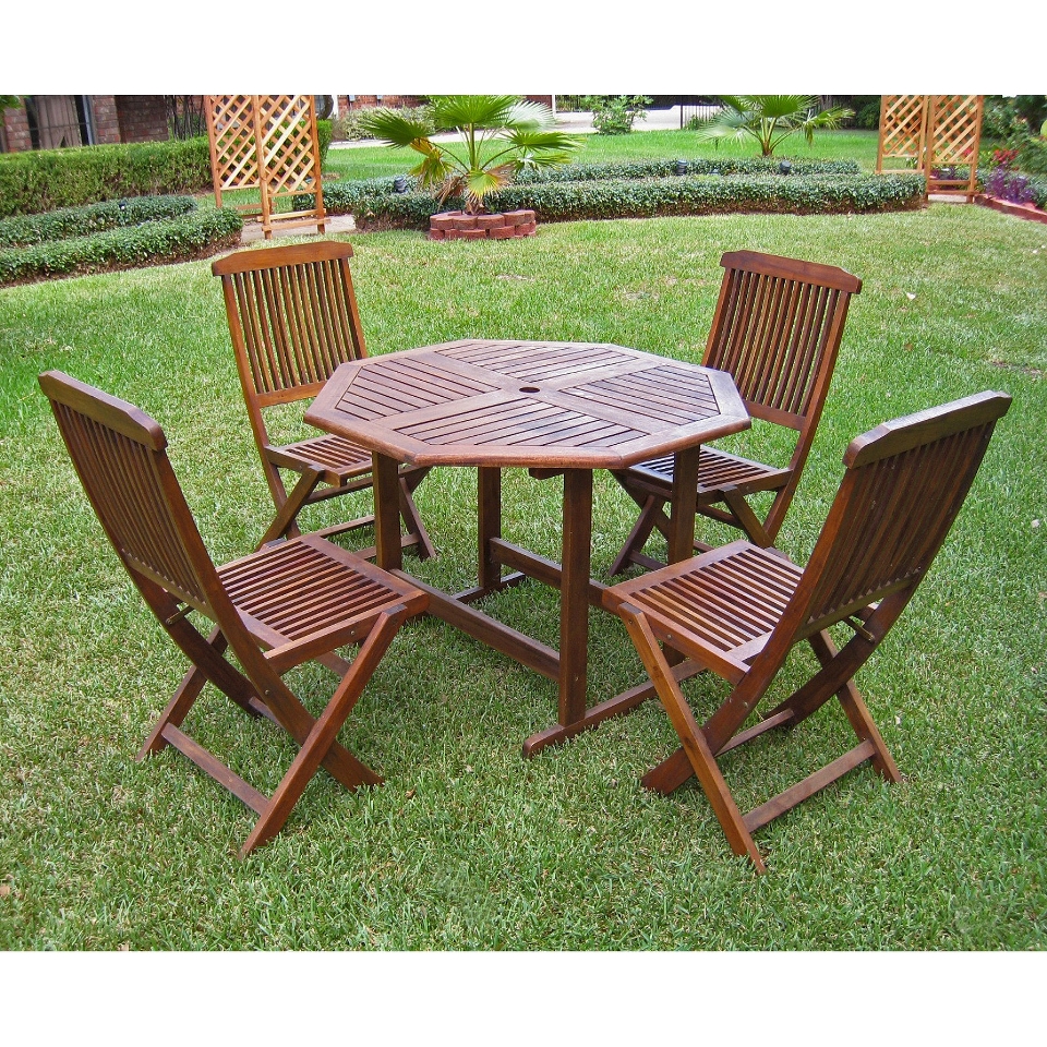 Highland 5 Piece Wood Patio Dining Furniture Set