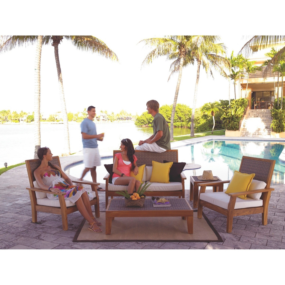 Panama Jack™ Leeward Island 5 Piece Teak/Wicker Patio Conversation