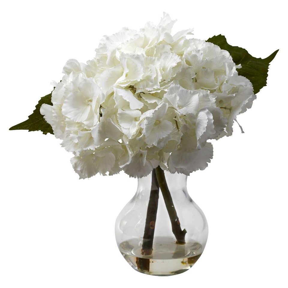 Nearly Natural Blooming Hydrangea w/Vase Arrangement