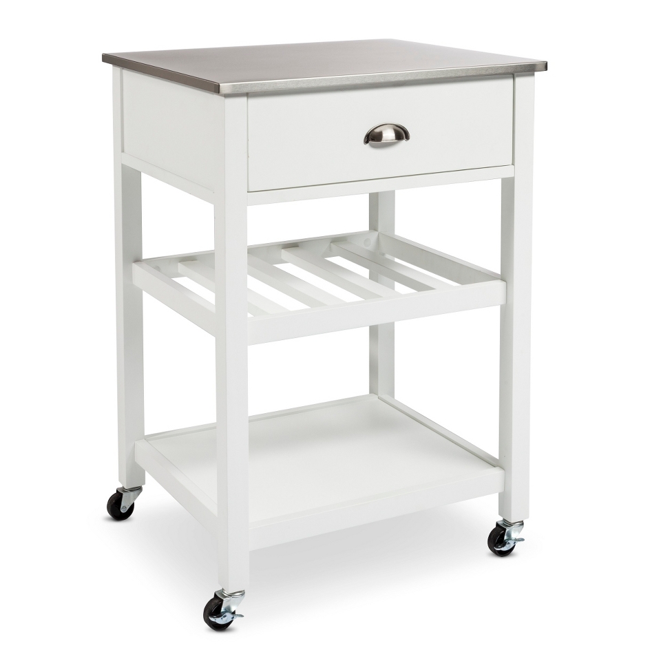 Stainless Steel Top Kitchen Cart Wood   Threshold™