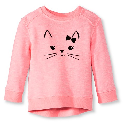Infant Toddler Girls' Kitty Face Sweatshirt - Pr... : Target