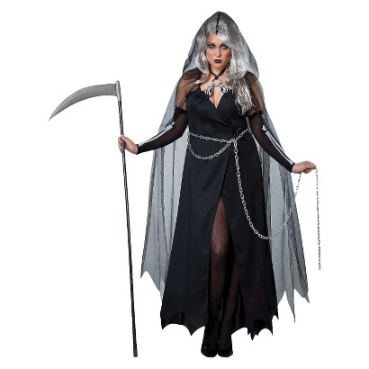 Women's Lady Grim Reaper Scary Costume - Teresia Swain