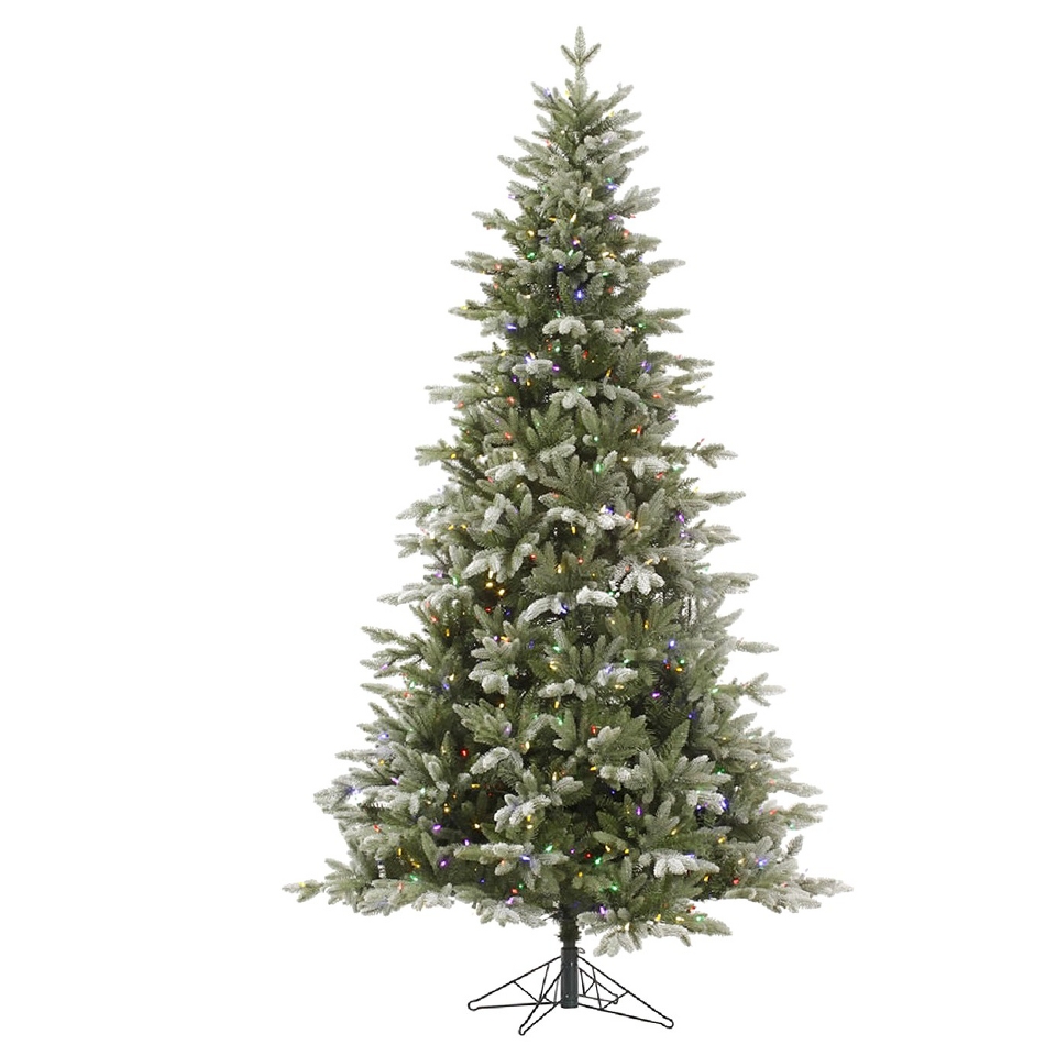 Balsam Frosted LED Pre lit Slim Artificial Christmas Tree   Multicolor