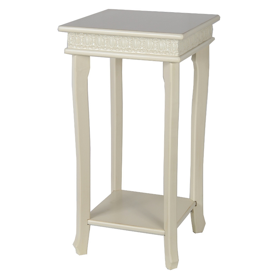 Privilege Square Antique Accent Table   White