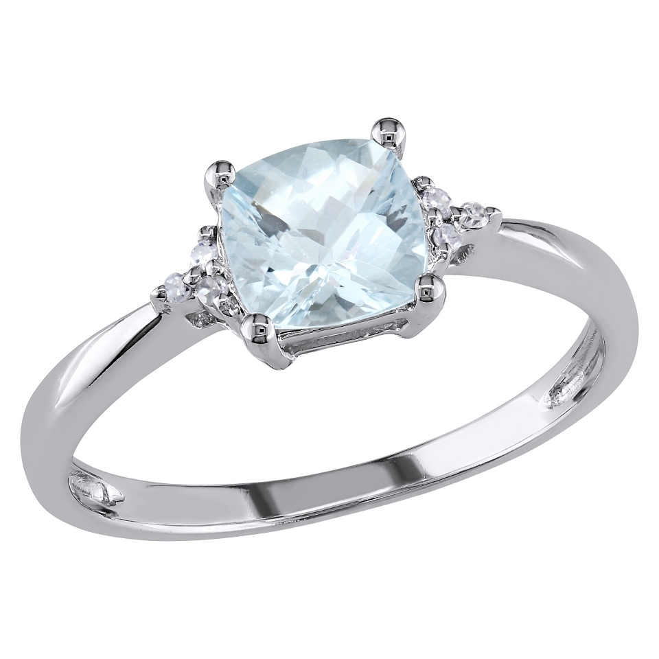024 CT. T.W. Diamond with 4/5 CT. T.W. Aquamarine Shared Prong Ring