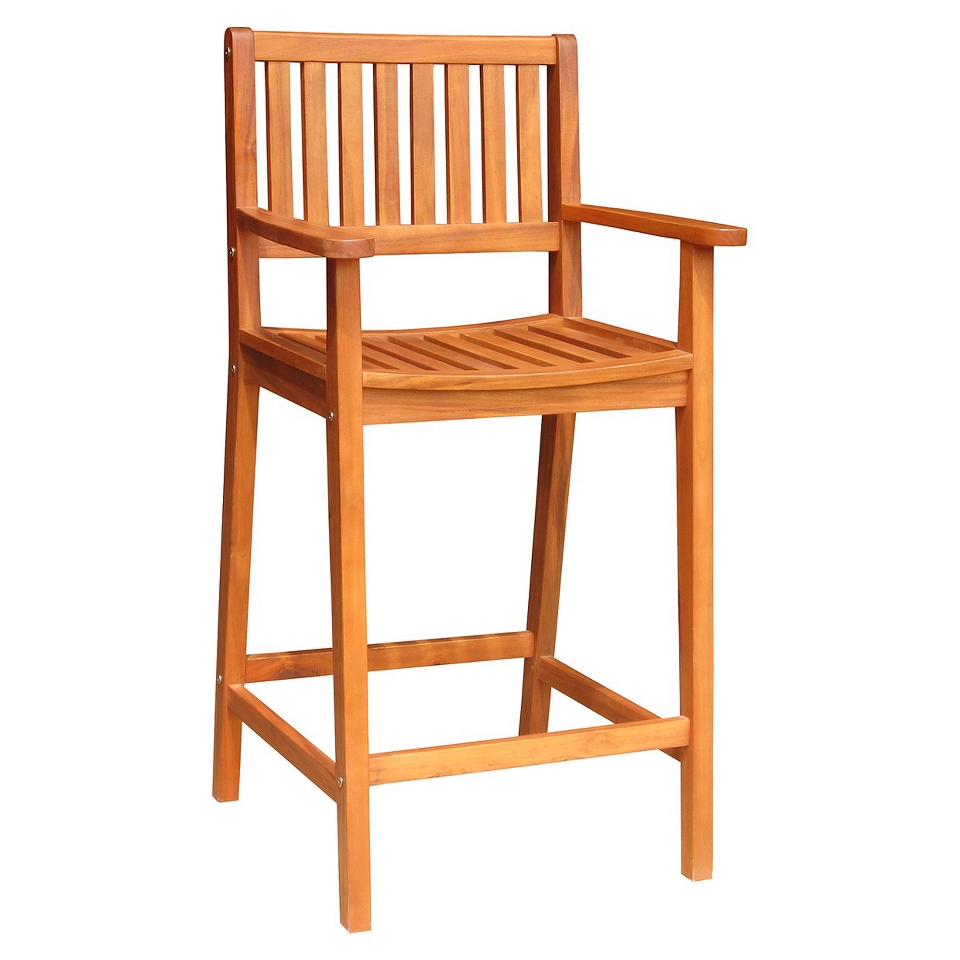 Wood Outdoor Barstool   Brown