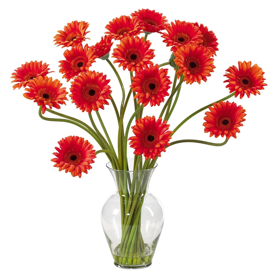 Nearly Natural Gerber Daisy Liquid Illusion Silk Flower Arrangement