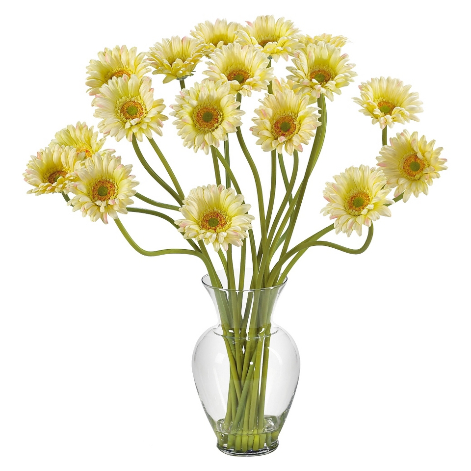 Nearly Natural Gerber Daisy Liquid Illusion Silk Flower Arrangement