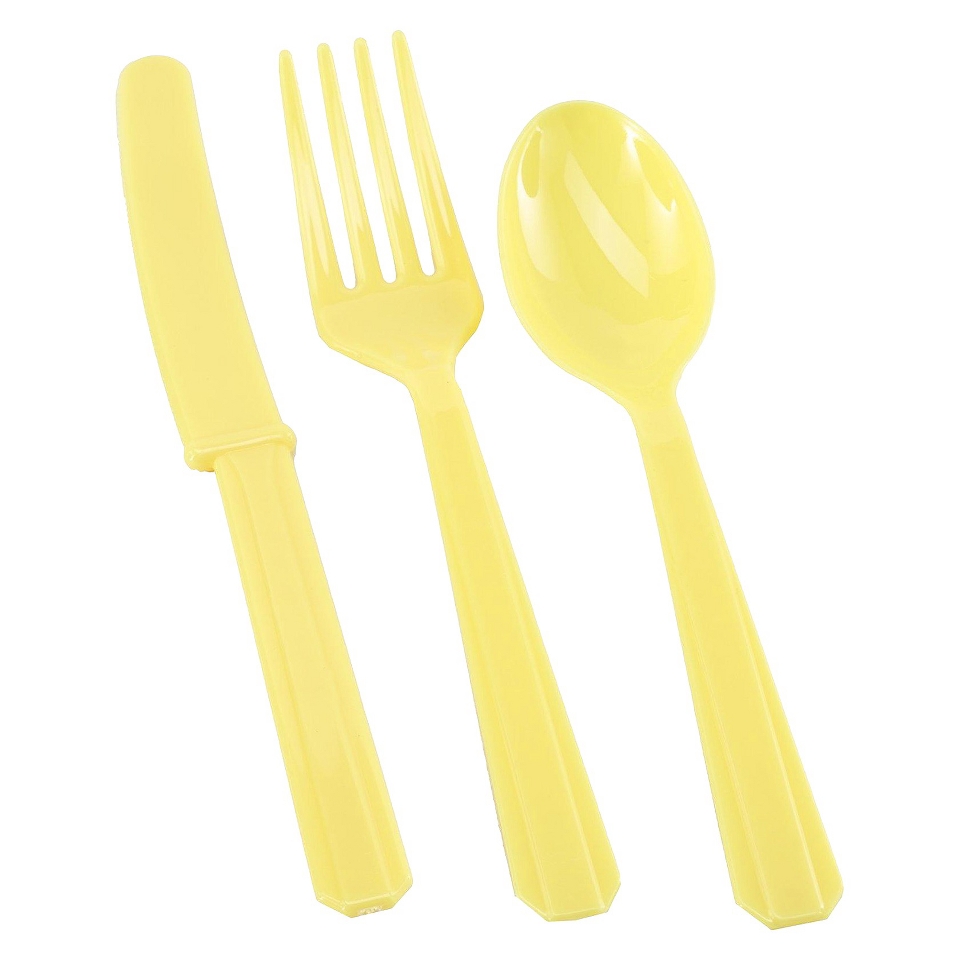 Yellow Plastic Fork/Knife/Spoon Set   8 each