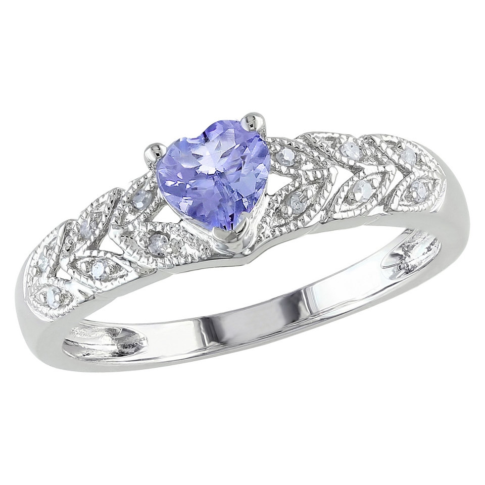 CT. T.W. Tanzanite and 0.05 CT. T.W. Diamond Pave Set Heart Ring