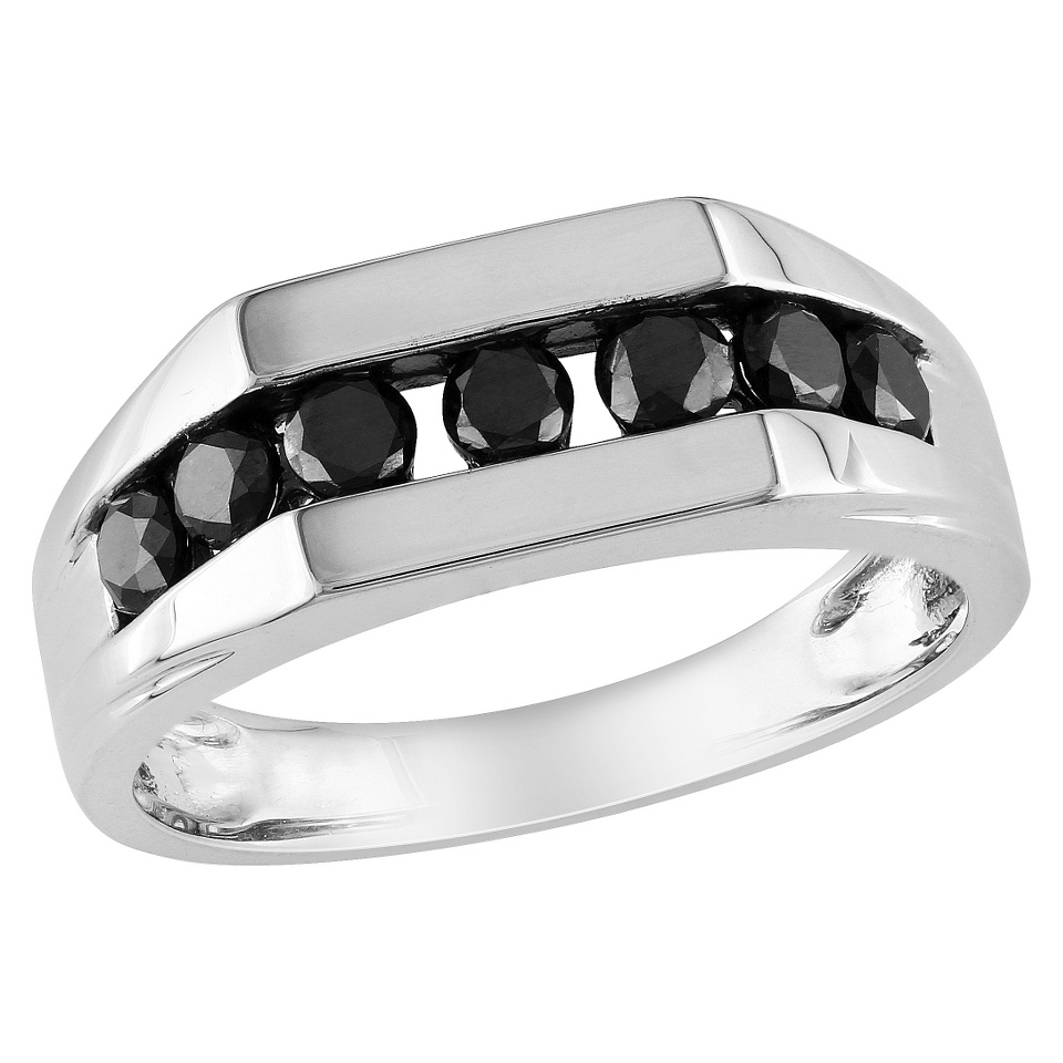 Mens .98 CT. T.W. Black Diamond Channel Setting Ring in Sterling