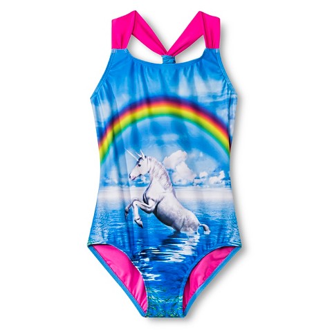 Girls' 1-Piece Unicorn Swimsuit : Target