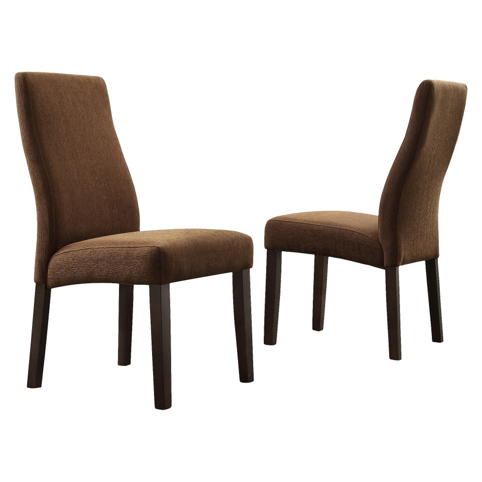 Georgina Wave Back Chenille Dining Chair   Chocolate (Set of 2